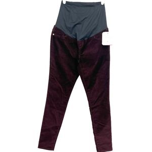Isabel Maternity Crossover Panel Wine Stretch Corduroy Pants Size 2/26R NWT
